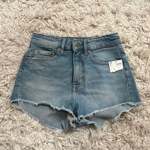 High Waisted Medium Wash Denim Shorts